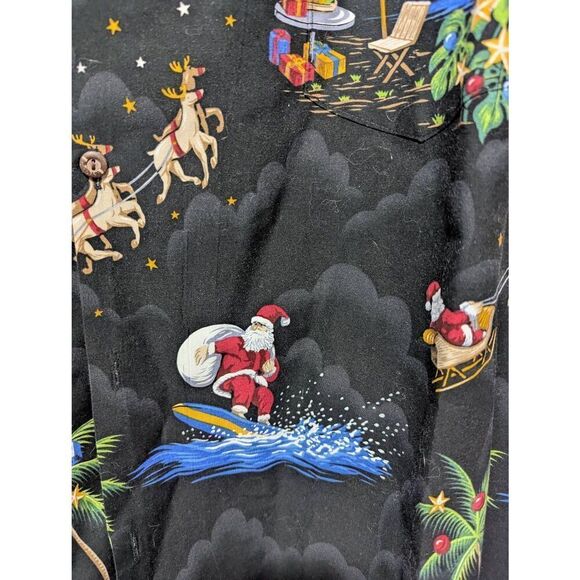 Pacific Legend Men's Black Christmas Hawaiian Pattern Button-Down Shirt Size 2XL - Picture 4 of 6